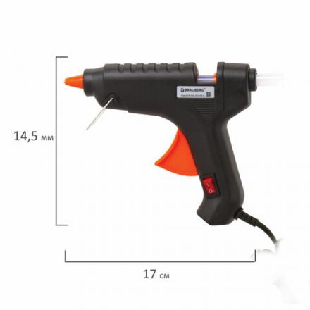 Клеевой пистолет 60 Вт для стержня 11 мм, с выключателем BRAUBERG, в блистере, 671053 Клеевой пистолет 60 Вт для стержня 11 мм, с выключателем BRAUBERG, в блистере, 671053