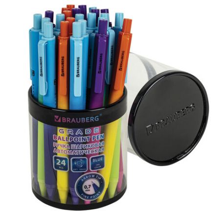 Ручка шариковая автоматическая BRAUBERG "Grade", корпус soft-touch, СИНЯЯ, пишущий узел 0,7 мм, линия письма 0,35 мм, 144205