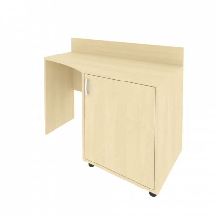Light Стол (узкий) с тумбой и бортиком С-СТУ-120 (R) Клён 1200*550/400*750