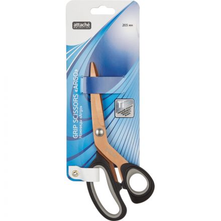 Ножницы Attache Selection Argo 203 мм с титановым покрытием лезвий и пластиковыми анатомическими ручками черного/серого цвета