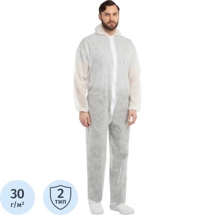 Комбинезон одноразовый Каспер Комус белый 30 г/кв.м (р.2XL), 10шт/уп