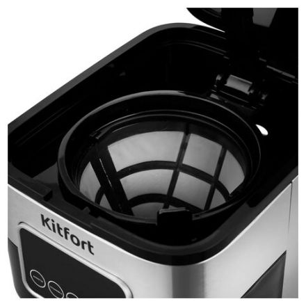 Кофеварка капельная KITFORT КТ-752, 900 Вт, объем 1,25 л, дисплей, черный/стальной Кофеварка капельная KITFORT КТ-752, 900 Вт, объем 1,25 л, дисплей, черный/стальной