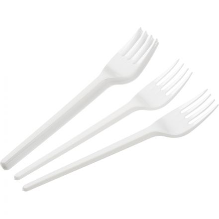Вилка одноразовая 165мм, белая, бюджет, КОМУС ПС 100шт/уп Вилка одноразовая 165мм, белая, бюджет, КОМУС ПС 100шт/уп