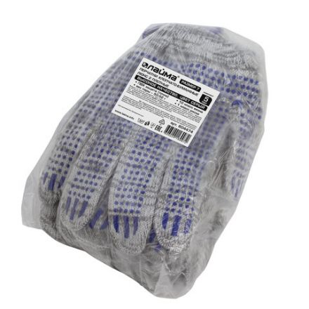 Перчатки хлопчатобумажные, КОМПЛЕКТ 5 ПАР, 10 класс, 50-52 г, 133 текс, ПВХ-точка, LAIMA ЛЮКС 2, СЕРЫЕ, 604474 Перчатки хлопчатобумажные, КОМПЛЕКТ 5 ПАР, 10 класс, 50-52 г, 133 текс, ПВХ-точка, LAIMA ЛЮКС 2, СЕРЫЕ, 604474