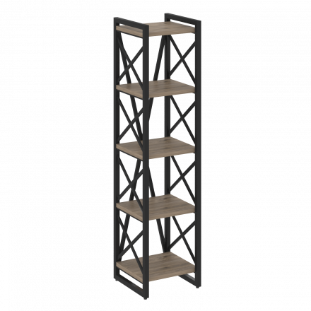 Loft Стеллаж на регулируемых опорах-5 полок VR.L-MST.O-5.4 Тиквуд тёмный/Чёрный металл 400*400*1650