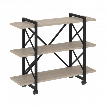 Loft Стеллаж на колесных опорах-3 полки VR.L-MST.K-3.8V Дуб аттик/Чёрный металл 1200*400*968