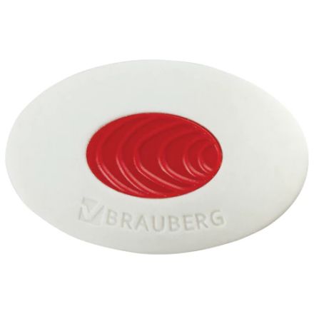 Ластик BRAUBERG "Oval PRO", 40х26х8 мм, овальный, красный пластиковый держатель, 229560 Ластик BRAUBERG "Oval PRO", 40х26х8 мм, овальный, красный пластиковый держатель, 229560