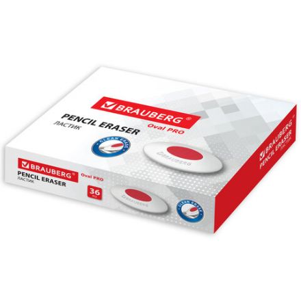 Ластик BRAUBERG "Oval PRO", 40х26х8 мм, овальный, красный пластиковый держатель, 229560 Ластик BRAUBERG "Oval PRO", 40х26х8 мм, овальный, красный пластиковый держатель, 229560