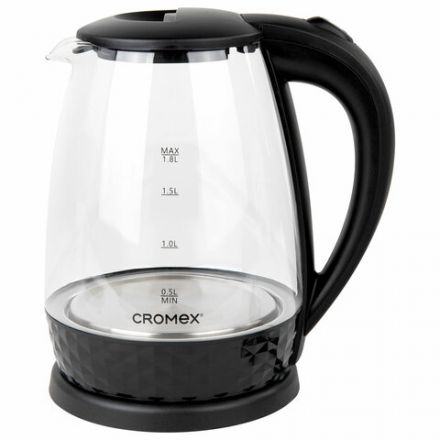 Чайник электрический CROMEX (КРОМЕКС) KT-308, 1,8 л, 1500 Вт, стекло, черный, 455150 Чайник электрический CROMEX (КРОМЕКС) KT-308, 1,8 л, 1500 Вт, стекло, черный, 455150