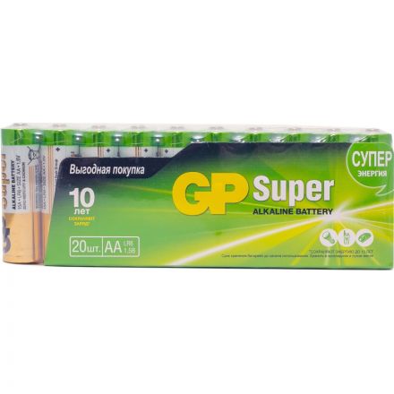 Батарейки GP пальчиковые АА LR6 (20 штук в упаковке) Батарейки GP пальчиковые АА LR6 (20 штук в упаковке)