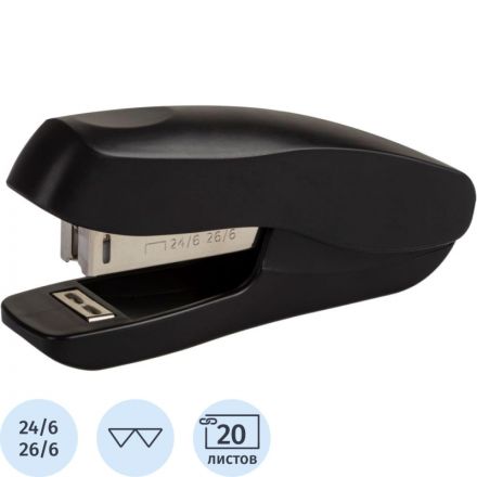 Степлер Attache Economy №24/6, 26/6, до 20 листов, пластик, черный Степлер Attache Economy №24/6, 26/6, до 20 листов, пластик, черный