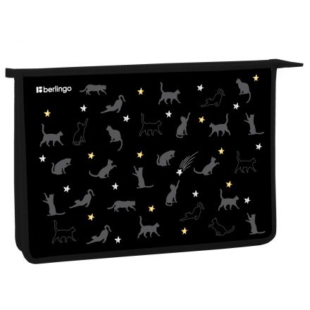 Папка для тетрадей 1 отделение, А4 Berlingo "MEOW Galaxy", 340*245*40 мм, пластик, на молнии