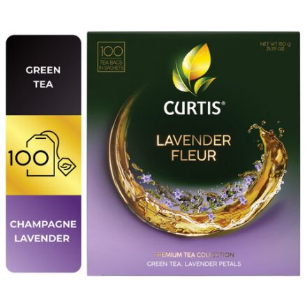 Чай CURTIS "Lavender Fleur" зеленый c лавандой, лепестками роз, 100 пакетиков в конвертах по 1,7 г, 102560 Чай CURTIS "Lavender Fleur" зеленый c лавандой, лепестками роз, 100 пакетиков в конвертах по 1,7 г, 102560