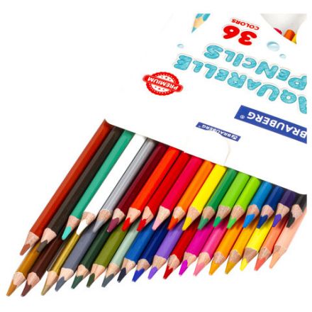 Карандаши цветные акварельные BRAUBERG PREMIUM AQUARELLE, 36 цветов, трехгранные, утолщенный грифель 4 мм, натуральное дерево, 181674 Карандаши цветные акварельные BRAUBERG PREMIUM AQUARELLE, 36 цветов, трехгранные, утолщенный грифель 4 мм, натуральное дерево, 181674