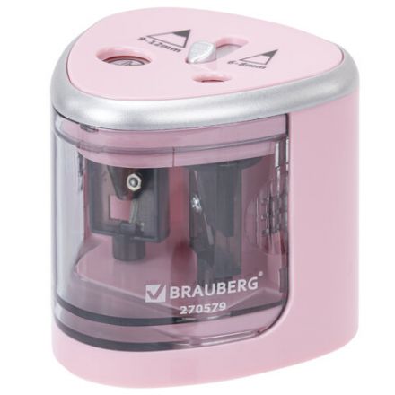 Точилка электрическая BRAUBERG DUAL (для 2 диаметров карандашей!), 4 батарейки АА, розовая, 270579 Точилка электрическая BRAUBERG DUAL (для 2 диаметров карандашей!), 4 батарейки АА, розовая, 270579