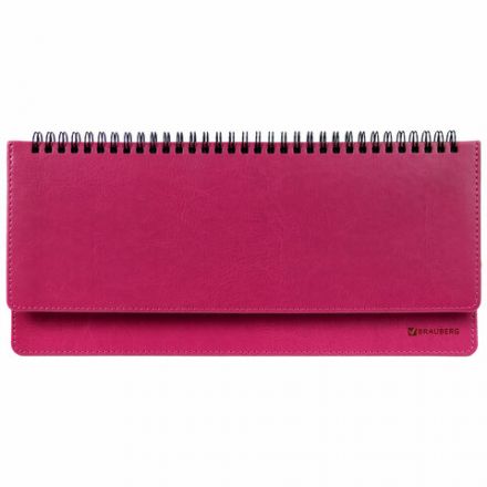 Планинг настольный недатированный (305x140 мм) BRAUBERG "Rainbow", кожзам, 60 л., розовый, 111699