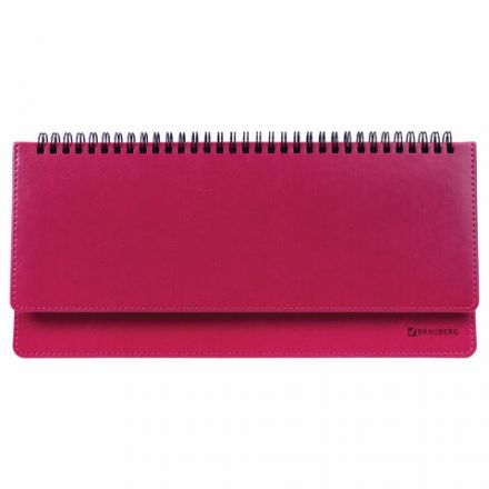 Планинг настольный недатированный (305x140 мм) BRAUBERG "Rainbow", кожзам, 60 л., розовый, 111699