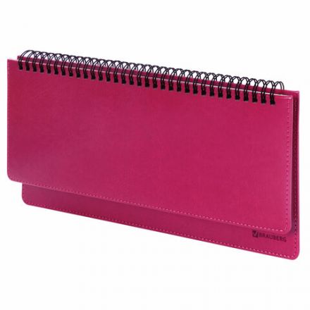 Планинг настольный недатированный (305x140 мм) BRAUBERG "Rainbow", кожзам, 60 л., розовый, 111699