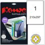 Этикетки самоклеящиеся глянцевые Promega label (Комус) А4 210х297 мм 1 штука на листе белые (25 листов в упаковке)