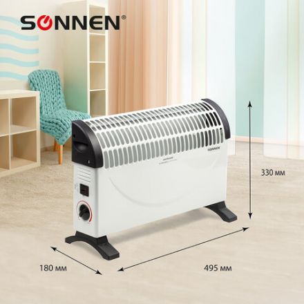 Обогреватель-конвектор SONNEN Y-02S, 1500 Вт, 3 режима работы, белый/черный, 453494 Обогреватель-конвектор SONNEN Y-02S, 1500 Вт, 3 режима работы, белый/черный, 453494