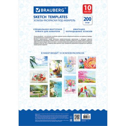 Папка для акварели С ЭСКИЗОМ, БОЛЬШАЯ А3, 10 л., 200 г/м2, 297х420 мм, BRAUBERG, 110065, 111065 Папка для акварели С ЭСКИЗОМ, БОЛЬШАЯ А3, 10 л., 200 г/м2, 297х420 мм, BRAUBERG, 110065, 111065