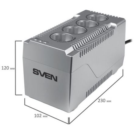 Стабилизатор SVEN VR-F1000, 320 Вт, 184-285 В, 4 евророзетки, SV-018818