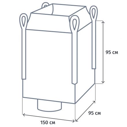 Биг Бэг 4х стропный 95x95x150см, 140гр/м2, верх-сборка, низ-люк