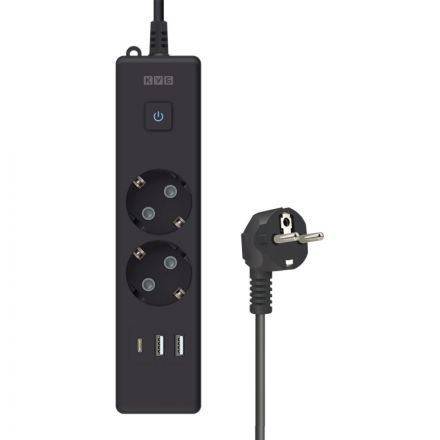 Удлинитель Power Cube, 2р с/з вык.,3USB, 3500 Вт, 16А,1.9 м, 3x1,0 (черный)