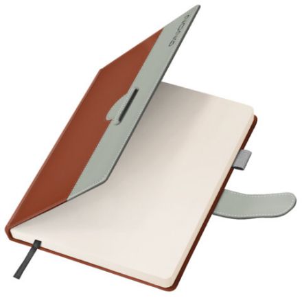 Ежедневник датированный 2026, А5, 138х213 мм, BRAUBERG "Esthetic", под кожу, держатель для ручки, застежка, коричневый/серый, 117374