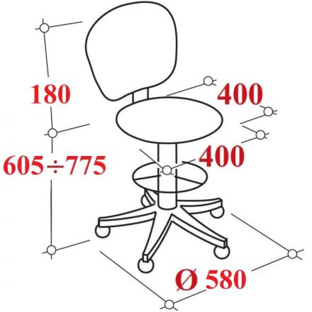 Стул лабораторный РС01.00.37/РС12 (РС37/12 сп.моб-201-01-01) к/з черн,к.чер