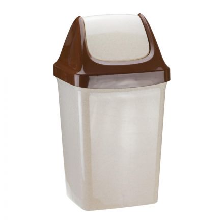 Ведро мусорное 25л пластиковое,подвижная крышка СВИНГ,бежевый мрамор М 2463