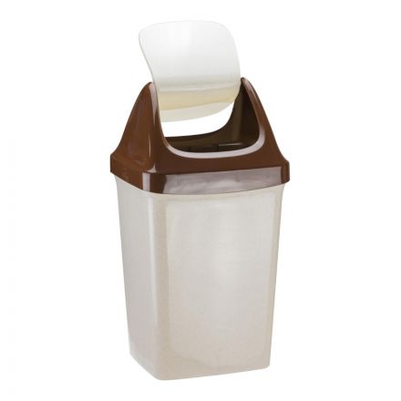 Ведро мусорное 25л пластиковое,подвижная крышка СВИНГ,бежевый мрамор М 2463