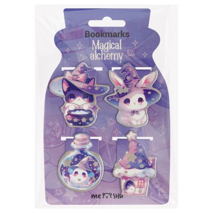 Закладки магнитные для книг, 4шт., MESHU "Magical alchemy", голографическая фольга
