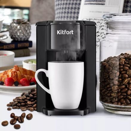 Кофеварка капельная KITFORT КТ-763, 350 Вт, объем 0,15 л, черная Кофеварка капельная KITFORT КТ-763, 350 Вт, объем 0,15 л, черная