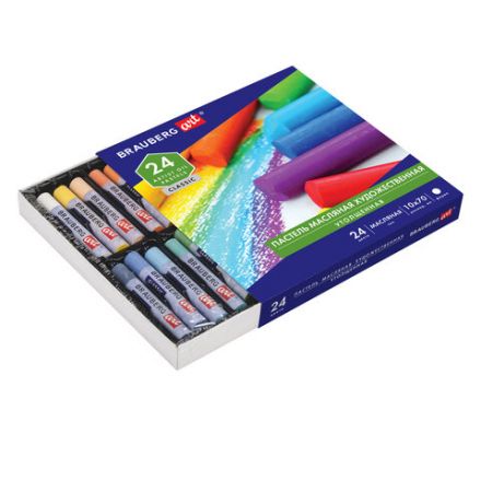 Пастель масляная художественная BRAUBERG ART CLASSIC, УТОЛЩЕННАЯ, 24 цвета, круглое сечение, 181452 Пастель масляная художественная BRAUBERG ART CLASSIC, УТОЛЩЕННАЯ, 24 цвета, круглое сечение, 181452