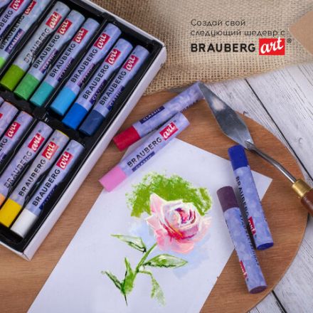 Пастель масляная художественная BRAUBERG ART CLASSIC, УТОЛЩЕННАЯ, 24 цвета, круглое сечение, 181452 Пастель масляная художественная BRAUBERG ART CLASSIC, УТОЛЩЕННАЯ, 24 цвета, круглое сечение, 181452
