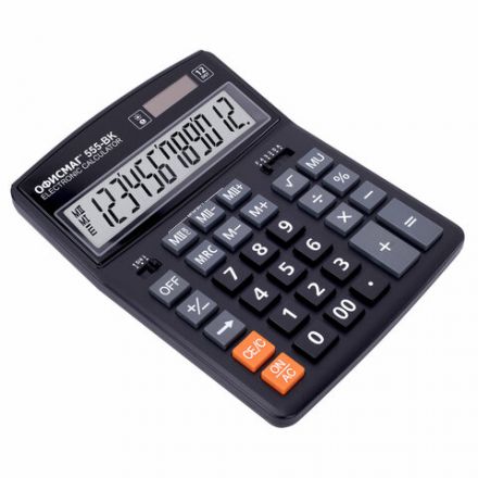 Калькулятор настольный ОФИСМАГ 555-BK (206x155 мм), 12 разрядов, двойное питание, ЧЕРНЫЙ, 271729 Калькулятор настольный ОФИСМАГ 555-BK (206x155 мм), 12 разрядов, двойное питание, ЧЕРНЫЙ, 271729