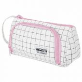 Пенал-косметичка BRAUBERG с ручкой, 1 откидная планка, полиэстер, 22x10х8 см, "Checkered white", 271558