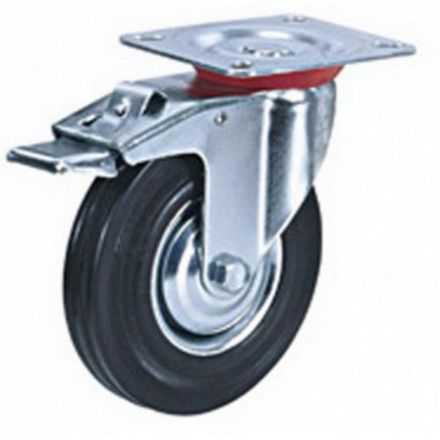 Колесо для тележки SCb 160, повор, литая резина, тормоз, 160мм Колесо для тележки SCb 160, повор, литая резина, тормоз, 160мм