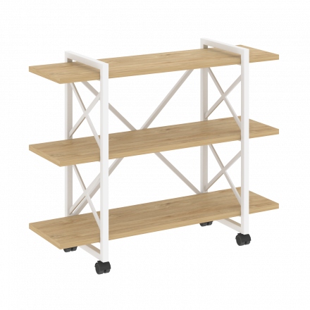Loft Стеллаж на колесных опорах-3 полки VR.L-MST.K-3.8V Тиквуд светлый/Белый металл 1200*400*968