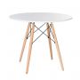Стол обеденный BRABIX "Eames T-01", круглый, диаметр 80 см, опоры дерево, белый, 532633