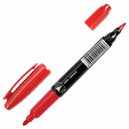 Маркер перманентный двусторонний BRAUBERG, КРАСНЫЙ, круглый наконечник 2/4 мм, 150838 Маркер перманентный двусторонний BRAUBERG, КРАСНЫЙ, круглый наконечник 2/4 мм, 150838