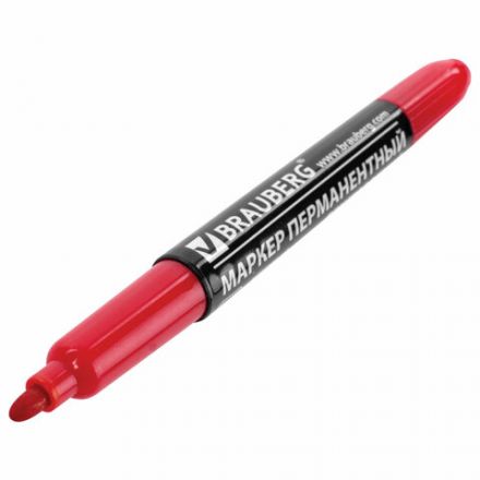 Маркер перманентный двусторонний BRAUBERG, КРАСНЫЙ, круглый наконечник 2/4 мм, 150838 Маркер перманентный двусторонний BRAUBERG, КРАСНЫЙ, круглый наконечник 2/4 мм, 150838