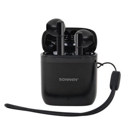 Наушники беспроводные TWS вкладыши с микрофоном, SONNEN EP-BH10B, Bluetooth 5.3, черные, 514122 Наушники беспроводные TWS вкладыши с микрофоном, SONNEN EP-BH10B, Bluetooth 5.3, черные, 514122