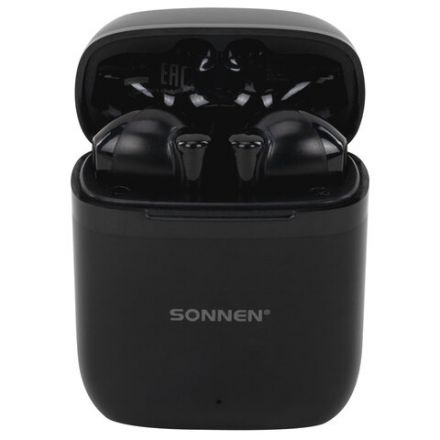 Наушники беспроводные TWS вкладыши с микрофоном, SONNEN EP-BH10B, Bluetooth 5.3, черные, 514122 Наушники беспроводные TWS вкладыши с микрофоном, SONNEN EP-BH10B, Bluetooth 5.3, черные, 514122