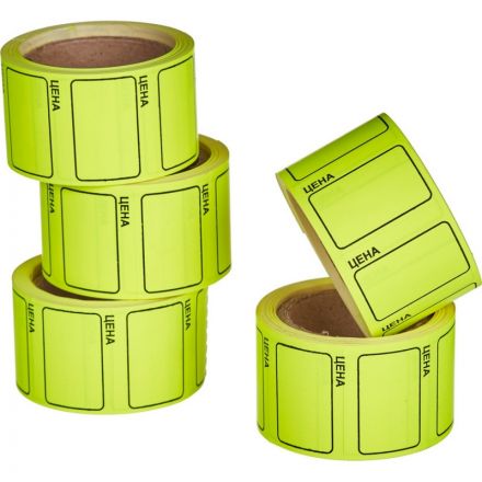 Ценники самоклеящиеся Цена 35x25мм,желтая 250шт/рул, 5 рул/уп Ценники самоклеящиеся Цена 35x25мм,желтая 250шт/рул, 5 рул/уп