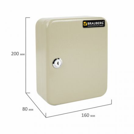 Шкафчик (Ключница) на 20 ключей BRAUBERG, 200х160х80 мм, с замком, +20 брелоков, серый, 290337 Шкафчик (Ключница) на 20 ключей BRAUBERG, 200х160х80 мм, с замком, +20 брелоков, серый, 290337