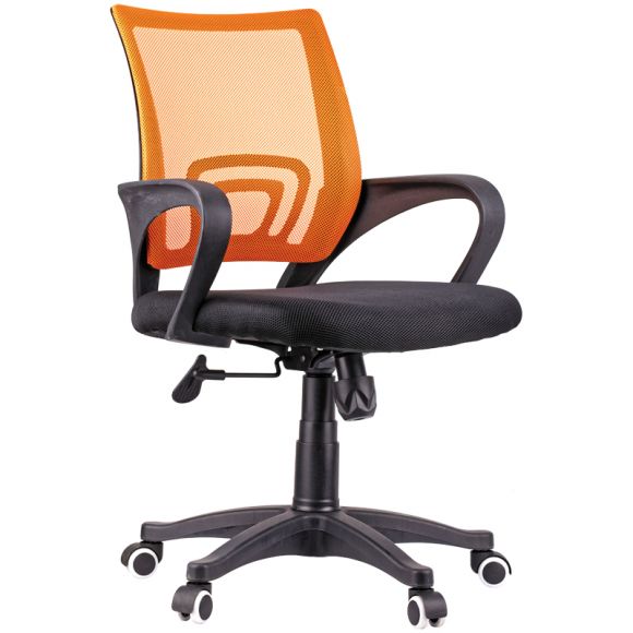 Кресло оператора OfficeSpace SP-M96, ткань, спинка сетка оранж/сиденье TW черная, механизм качания