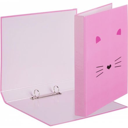 Папка на 2-х кольцах №1School Kitty картон розовый
