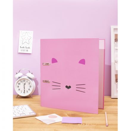 Папка на 2-х кольцах №1School Kitty картон розовый